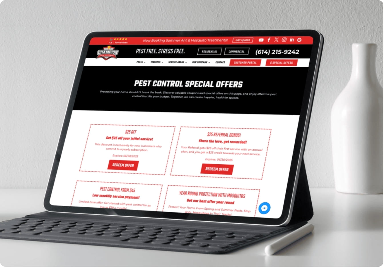 Champion Pest & Termite Coupon Page: Brand & Growth Package